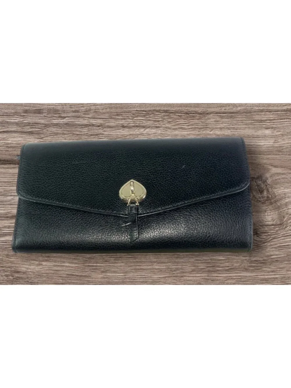 Kate Spade Wallet Black Marti Pebbled Leather Slim Flap Zip Pocket Designer